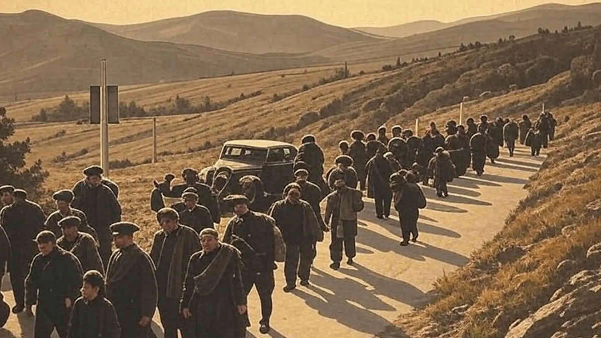 Jewish refugees and Allied escapees crossing the Pyrenees mountains during World War II