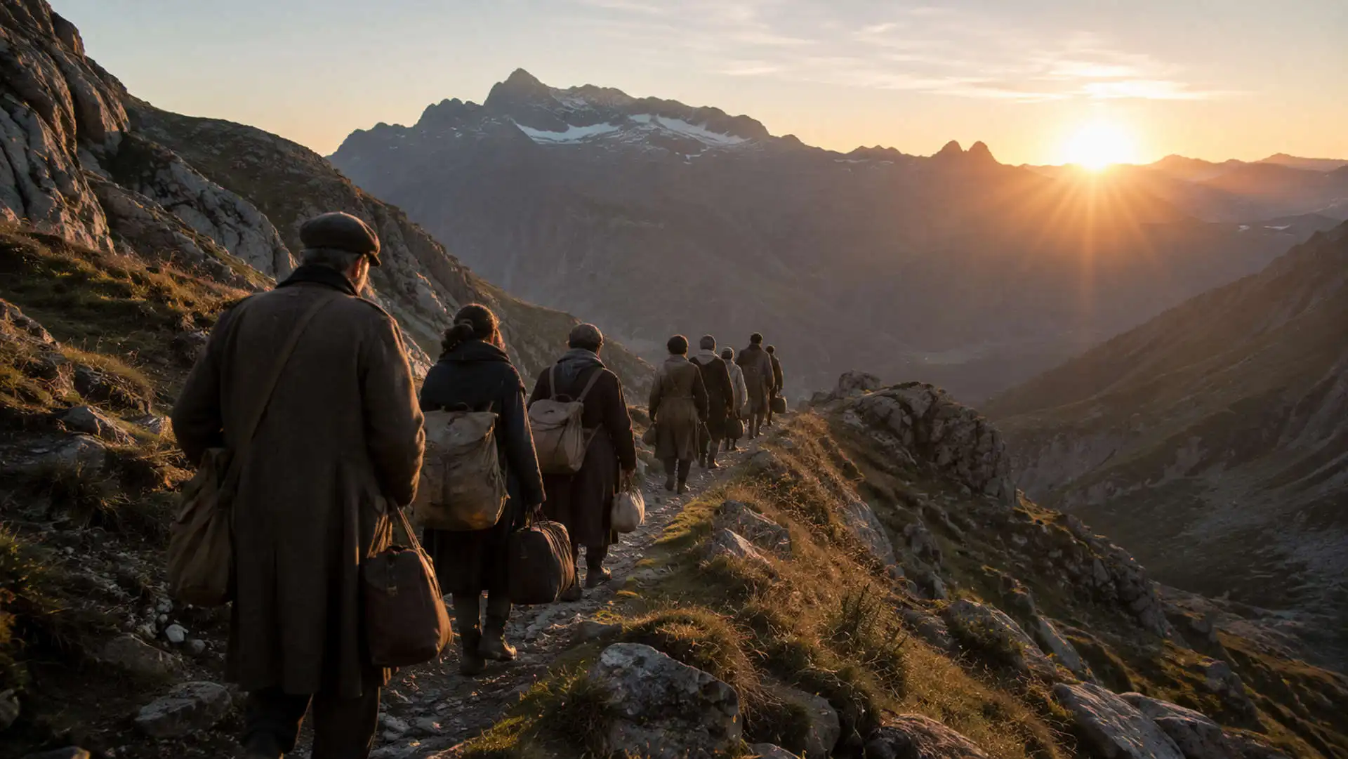 Historic refugee trail crossing the Pyrenees during World War II